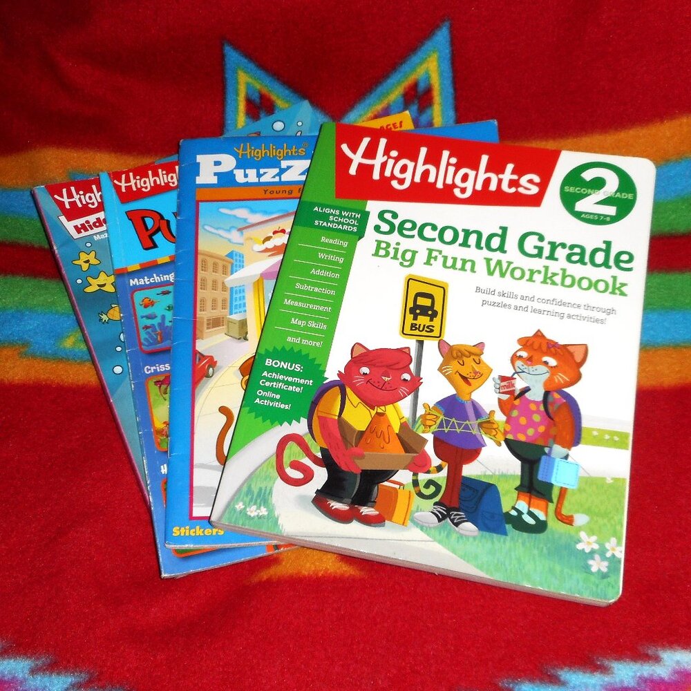 Highlights 2nd Grade Big Fun Workbook (256 Pages) + 3 More Highlights Titles